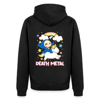 Goth Rock Satan Einhorn Festivals Death Metal - Unisex Premium Bio Zip Hoodie - Schwarz - Hinten - Nico (187cm)