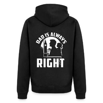 Papa hat immer Recht - Unisex Premium Bio Zip Hoodie - Schwarz - Hinten - Nico (187cm)