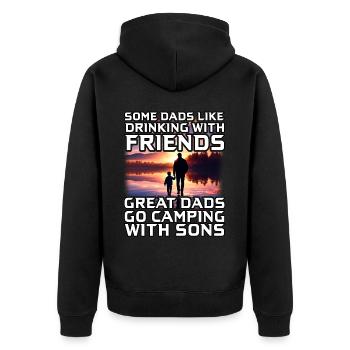 Great Dads go Camping with Sons - Unisex Premium Organic Zip Hoodie - black - Back - Nico (187cm)