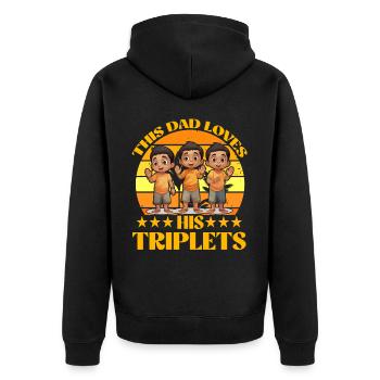 This Dad loves his Triplets - Unisex Premium Organic Zip Hoodie - black - Back - Nico (187cm)
