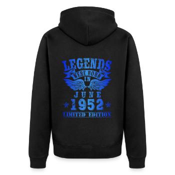 Legends were born in June 1952 Birthday - Unisex Premium Organic Zip Hoodie - black - Back - Nico (187cm)