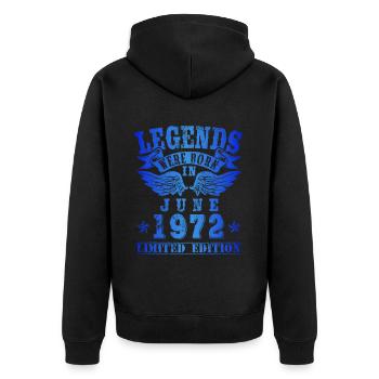 Legends were born in June 1972 Birthday - Unisex Premium Organic Zip Hoodie - black - Back - Nico (187cm)
