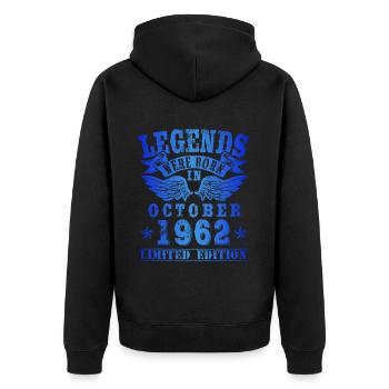 Les légendes sont nées en octobre 1962 Anniversaire - Veste à capuche bio Premium Unisexe - noir - Dos - Nico (187cm)
