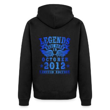 Legends were born in October 2012 Birthday - Unisex Premium Organic Zip Hoodie - black - Back - Nico (187cm)