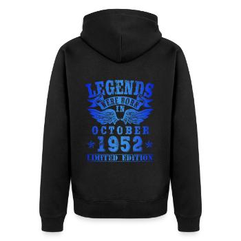 Legends were born in October 1952 Birthday - Unisex Premium Organic Zip Hoodie - black - Back - Nico (187cm)