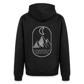Hiking Mountains Moon Mountain Trekking - Unisex Premium Organic Zip Hoodie - black - Back - Nico (187cm)