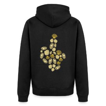 Clams Middle Finger Clam Seashell - Unisex Premium Organic Zip Hoodie - black - Back - Nico (187cm)