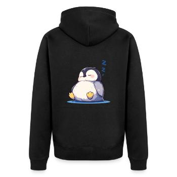 Pingouin endormi Kawaii Penguin Mignon - Veste à capuche bio Premium Unisexe - noir - Dos - Nico (187cm)