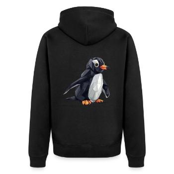 Origami Pingouin Kawaii Pingouin Mignon - Veste à capuche bio Premium Unisexe - noir - Dos - Nico (187cm)