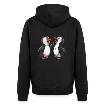 Baby Pinguin Kawaii Pinguin Niedlich - Unisex Premium Bio Zip Hoodie - Schwarz - Hinten - Nico (187cm)