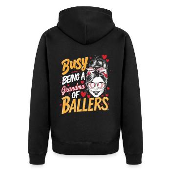 Baseball Oma Großmutter Großelterntag - Unisex Premium Bio Zip Hoodie - Schwarz - Hinten - Nico (187cm)