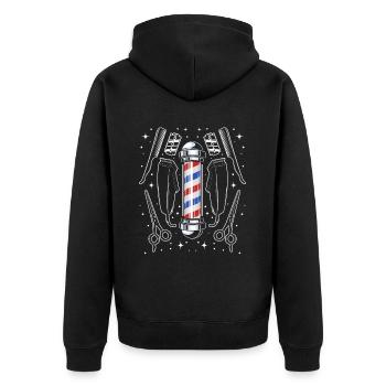 Chemise de coiffeur L’élégance à chaque coupe - Veste à capuche bio Premium Unisexe - noir - Dos - Nico (187cm)