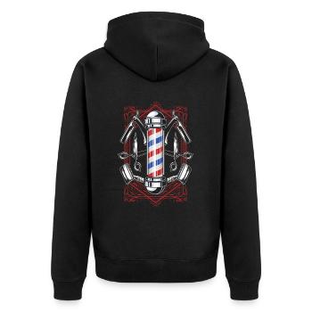 Chemise de coiffeur L’élégance à chaque coupe - Veste à capuche bio Premium Unisexe - noir - Dos - Nico (187cm)