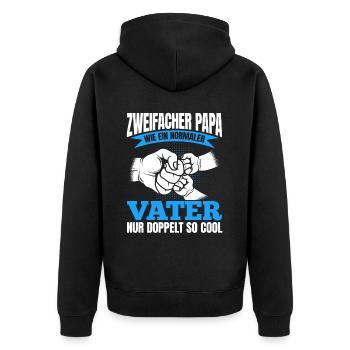 Wie ein normaler Vater, nur doppelt so cool - Unisex Premium Bio Zip Hoodie - Schwarz - Hinten - Nico (187cm)