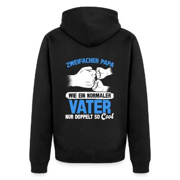 Wie ein normaler Vater, nur doppelt so cool - Unisex Premium Bio Zip Hoodie - Schwarz - Hinten - Nico (187cm)