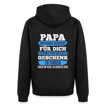Papa, tu nous as déjà le cadeau parfait - Veste à capuche bio Premium Unisexe - noir - Dos - Nico (187cm)