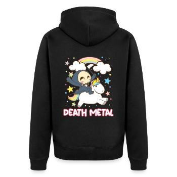 Goth Rock Satan Einhorn Festivals Death Metal - Unisex Premium Bio Zip Hoodie - Schwarz - Hinten - Nico (187cm)