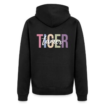 Circus Tiger Circus Tiger Lover Funny Circus - Unisex Premium Organic Zip Hoodie - black - Back - Nico (187cm)