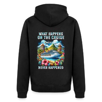 Cruise What Happens On Cruise Never Happened - Unisex Premium Organic Zip Hoodie - black - Back - Nico (187cm)