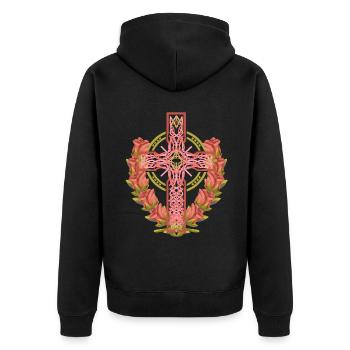 Croix Roses Croix Croix Jésus Dieu - Veste à capuche bio Premium Unisexe - noir - Dos - Nico (187cm)