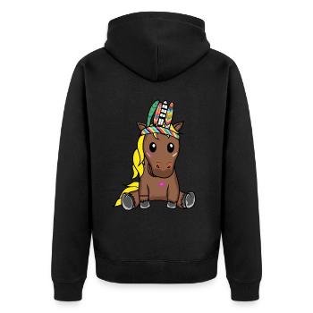 Poney Hippie Poulain Cheval Ross Plumes Gaule - Veste à capuche bio Premium Unisexe - noir - Dos - Nico (187cm)