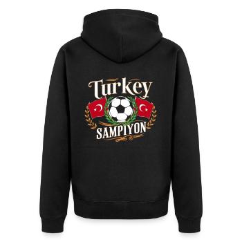 Turkey Gift Turkey Football Soccer Europe Turk - Unisex Premium Organic Zip Hoodie - black - Back - Nico (187cm)