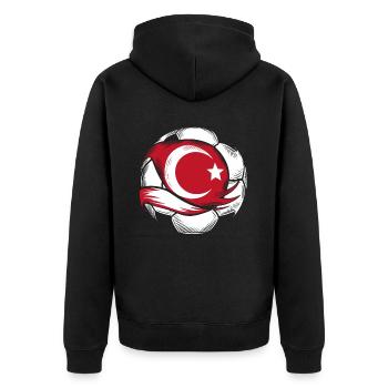Turkey Gift Turkey Football Soccer Europe Turk - Unisex Premium Organic Zip Hoodie - black - Back - Nico (187cm)