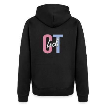 Radiologie Radiologe Rad Tech Nukleare Strahlung - Unisex Premium Bio Zip Hoodie - Schwarz - Hinten - Nico (187cm)