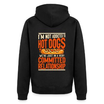 Hot Dog Adult I'm Not Addicted To - Unisex Premium Bio Zip Hoodie - Schwarz - Hinten - Nico (187cm)