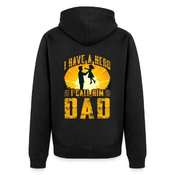 I have a Hero I call him Dad - Unisex Premium Organic Zip Hoodie - black - Back - Nico (187cm)