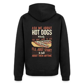 Hot Dog Adult Ask Me About Hot - Unisex Premium Bio Zip Hoodie - Schwarz - Hinten - Nico (187cm)