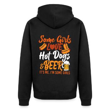 Hot Dog Adult Girl Beer Some Girls - Unisex Premium Bio Zip Hoodie - Schwarz - Hinten - Nico (187cm)