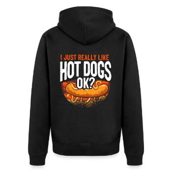 Hot Dog Adult I Just Really Like - Unisex Premium Organic Zip Hoodie - black - Back - Nico (187cm)