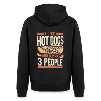 Hot Dog Adult I Like Hot Dogs And - Unisex Premium Bio Zip Hoodie - Schwarz - Hinten - Nico (187cm)