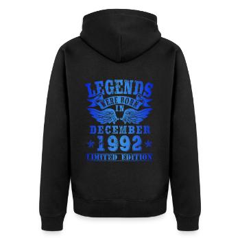 Les légendes sont nées en décembre 1992 Anniversaire - Veste à capuche bio Premium Unisexe - noir - Dos - Nico (187cm)