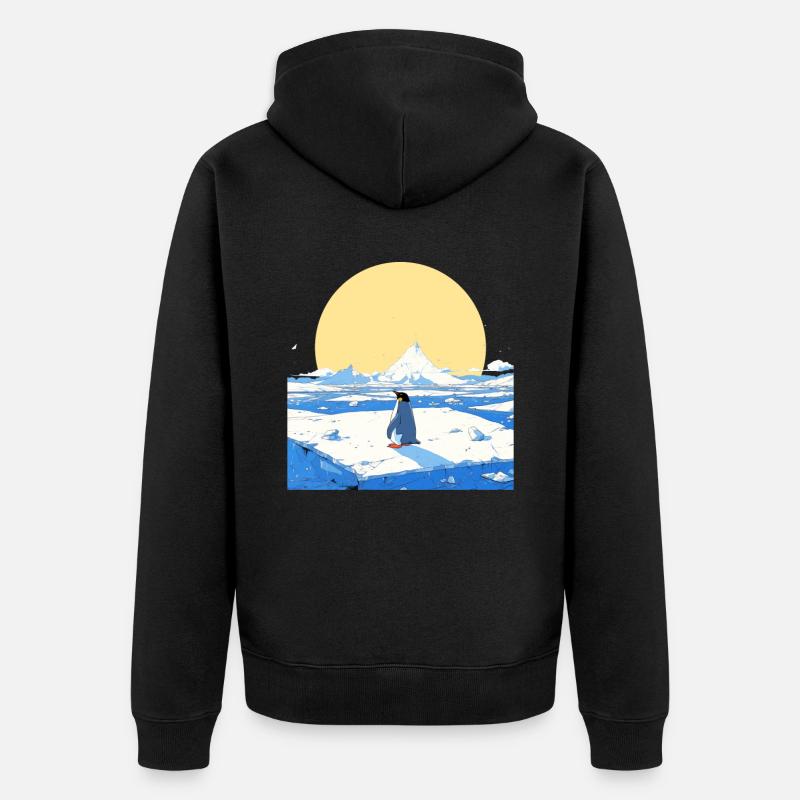 Pingouin Kawaii Pingouin mignon - Veste à capuche bio Premium Unisexe - noir