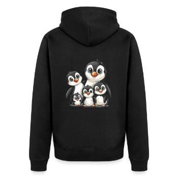 Pingouin Famille Kawaii Pingouin Mignon - Veste à capuche bio Premium Unisexe - noir - Dos - Nico (187cm)