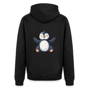 Pinguin Kawaii Pinguin Niedlich - Unisex Premium Bio Zip Hoodie - Schwarz - Hinten - Nico (187cm)