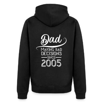 Funny Dad 2005 Perfect Style Dads - Unisex Premium Organic Zip Hoodie - black - Back - Nico (187cm)