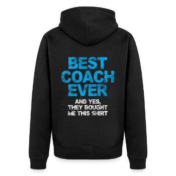 Lustige Baseball-Trainer-Sprüche für coole Fans - Unisex Premium Bio Zip Hoodie - Schwarz - Hinten - Nico (187cm)