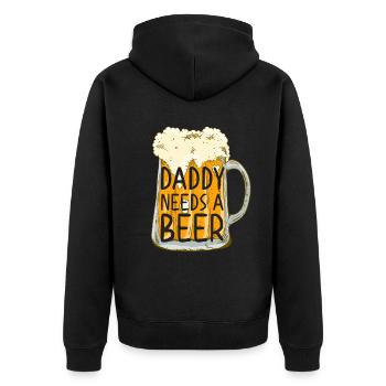 Daddy Braucht Bier Lustiger Vater Perfekter Style - Unisex Premium Bio Zip Hoodie - Schwarz - Hinten - Nico (187cm)