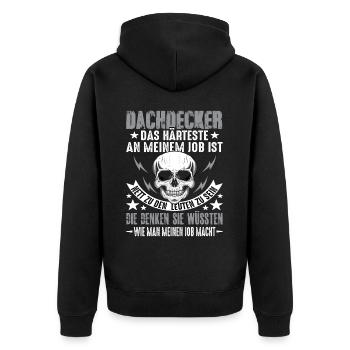 Dachdecker Dach Dachdeckerei Dachdecker Spruch - Unisex Premium Bio Zip Hoodie - Schwarz - Hinten - Nico (187cm)