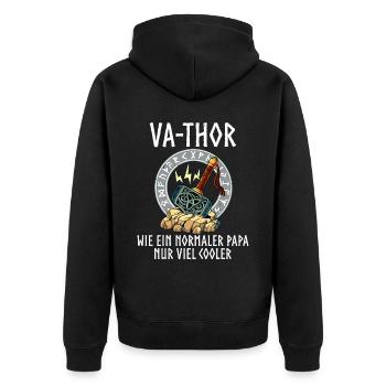 Vathor - Unisex Premium Bio Zip Hoodie - Schwarz - Hinten - Nico (187cm)