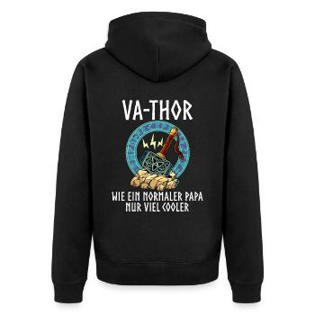 Vathor - Unisex Premium Bio Zip Hoodie - Schwarz - Hinten - Nico (187cm)