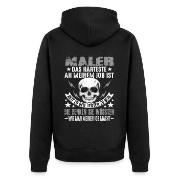 Maler Malermeister Maler Lackierer Spruch - Unisex Premium Bio Zip Hoodie - Schwarz - Hinten - Nico (187cm)