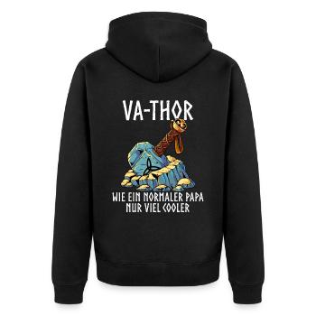 Vathor - Unisex Premium Bio Zip Hoodie - Schwarz - Hinten - Nico (187cm)