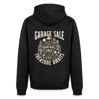 Flohmarkt Sprichwort Einkaufen Sparsamkeit Sparsamkeit - Unisex Premium Bio Zip Hoodie - Schwarz - Hinten - Nico (187cm)