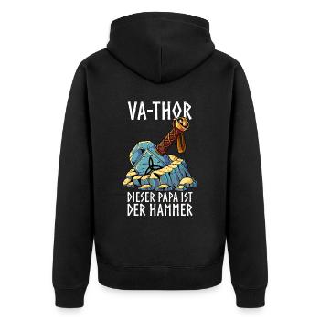 Vathor - Unisex Premium Bio Zip Hoodie - Schwarz - Hinten - Nico (187cm)