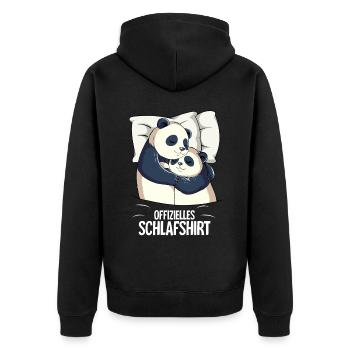 Official Panda Sleep Shirt - Unisex Premium Organic Zip Hoodie - black - Back - Nico (187cm)