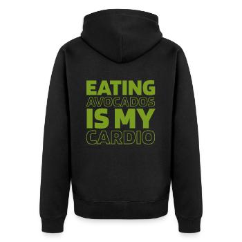 Avocado Funny Cardio Quote - Unisex Premium Organic Zip Hoodie - black - Back - Nico (187cm)